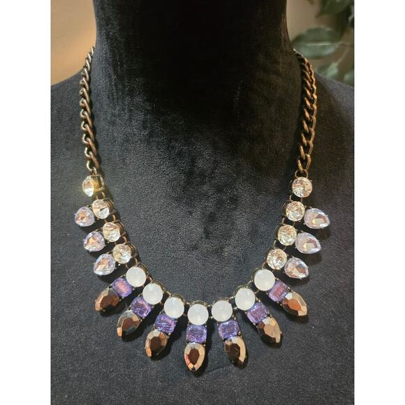 Women's Silver Tone Rhinestone Drop Pendant Chain Necklace Lobster Clasp - Picture 4 of 6